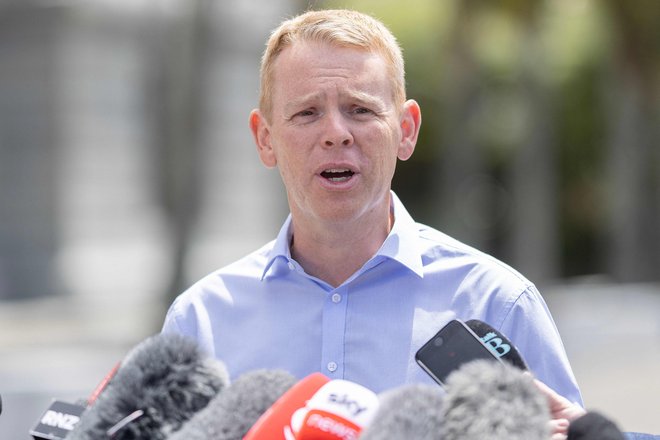 Nov premier Nove Zelandije Chris Hipkins je danes že nagovoril medije.&nbsp;FOTO: Marty Melville/AFP
