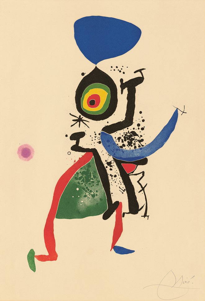 Joan Miró: Brez naslova (1974), akvatinta in jedkanica FOTO: arhiv muzeja Albertina
