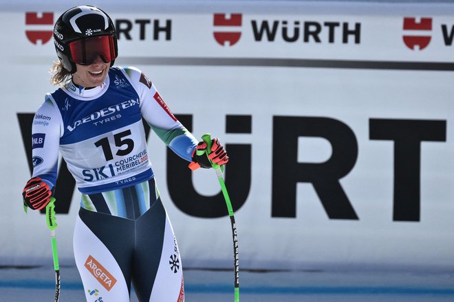 Ilka Štuhec je lahko zadovoljna predvsem s prikazanim v spodnjem delu proge. FOTO: Jeff Pachoud/AFP
