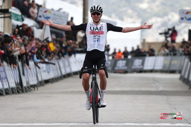 Tadej Pogačar je slavil zmago na 1. etapi dirke po Andaluziji. Foto Sprintcycling/uae Emirates
