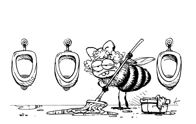 Lena čebela, ki v knjigi Mali črv Oto živi od spominov ILUSTRACIJA: Tomaž Lavrič
