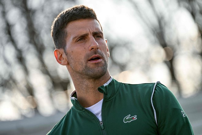 Novak Đoković med novinarsko konferenco&nbsp;v sredo v Beogradu. FOTO: Andrej Isaković/AFP
