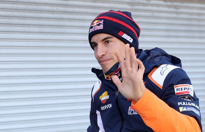 Marc Marquez med oktobrskim dogajanjem na Filipovem otoku v Avstraliji. FOTO: Loren Elliott/Reuters
