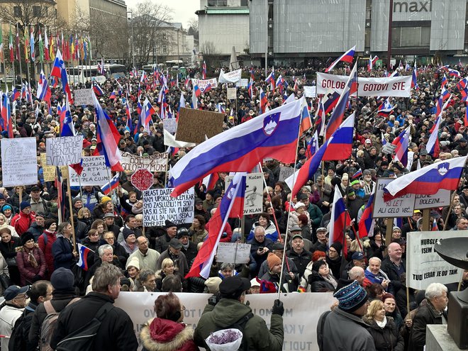 Drugi protest upokojencev FOTO: Voranc Vogel/Delo
