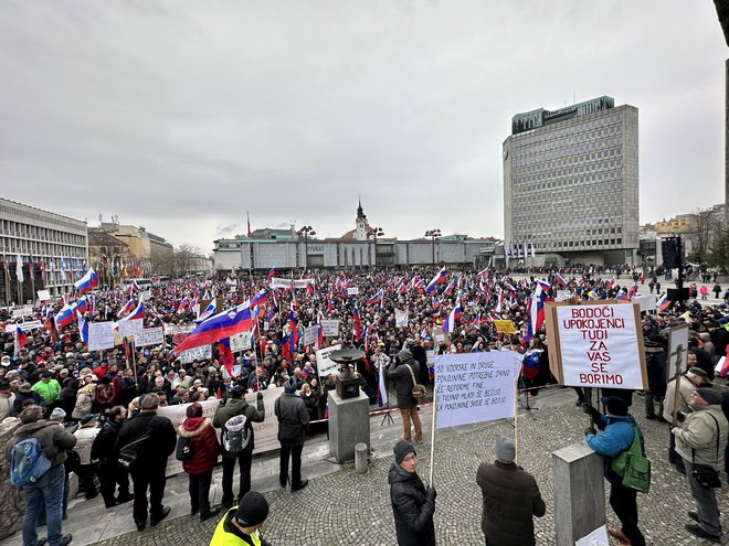 Drugi protest upokojencev v Ljubljani FOTO: Voranc Vogel/Delo
