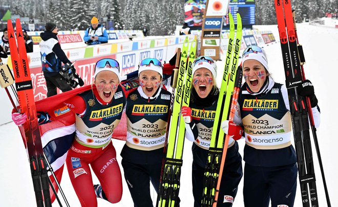 Norveške tekačice so spet zlate na SP v en glas. FOTO: Joe Klamar/AFP
