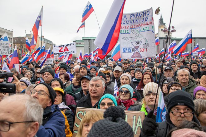 &raquo;Ne želite si, da iz te množice naredimo stranko upokojencev,&laquo; je na shodu dejal Pavel Rupar. FOTO:&nbsp;Voranc Vogel/Delo
