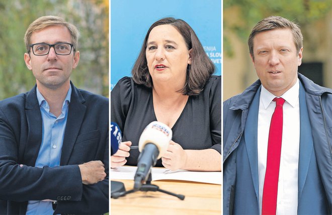 Marko Koprivc, Vesna Humar in Andrej Rajh še vedno zasedajo funkcije, ki niso združljive, in pred vprašanjem, kako to odpraviti. FOTO: Voranc Vogel, Jure Eržen, Katja Kodba/STA
