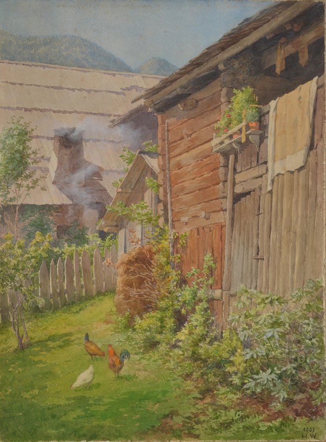 Heinrich Wettach je na podkorenskem vrtu (Podkoren, 1903) naslikal, kar je videl, in tako prenesel tudi sporočilo o vonjih, ki so se tam mešali.
