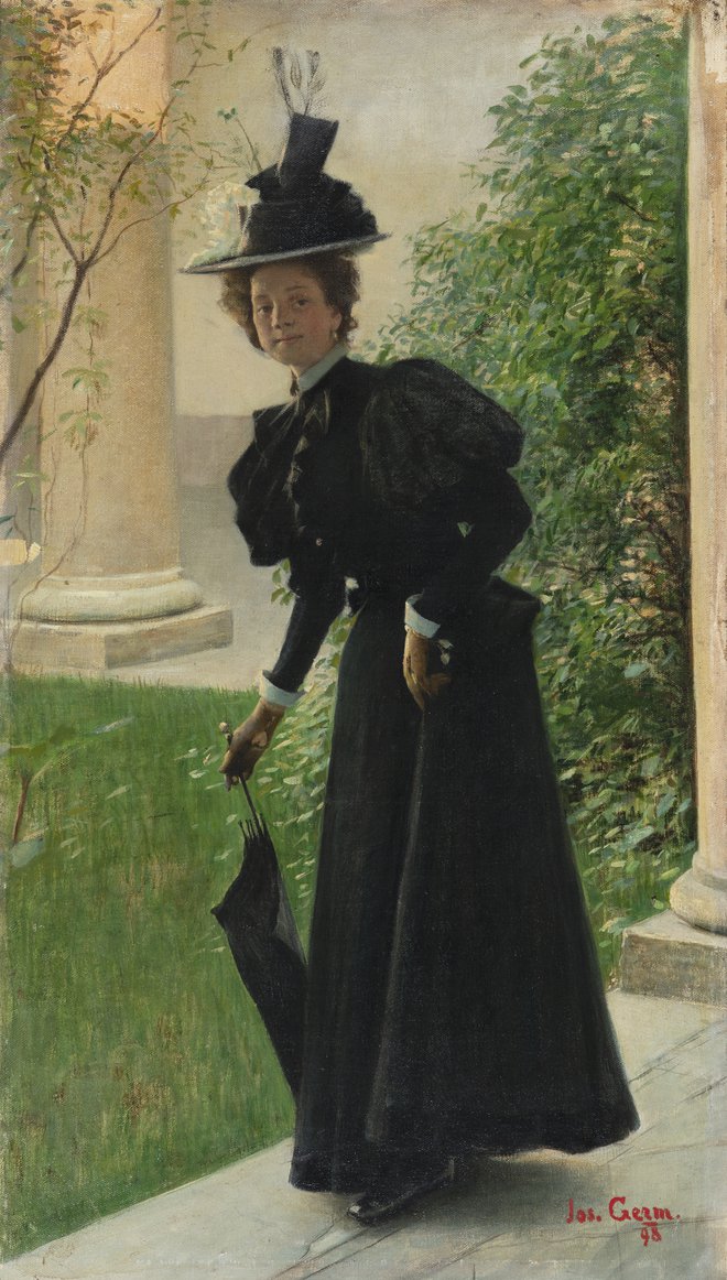 Dama v črnem Josipa Germa (1898) je bila verjetno upodobljena v zdravilišču, ta pa so se v 19. stoletju, ko je tja zahajalo bogato meščanstvo, ponašala s skrbno urejenimi parki.
