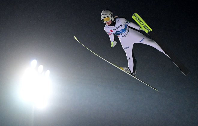 Ema Klinec med nastopom v Planici 1. marca. FOTO:&nbsp;Jure Makovec/AFP
