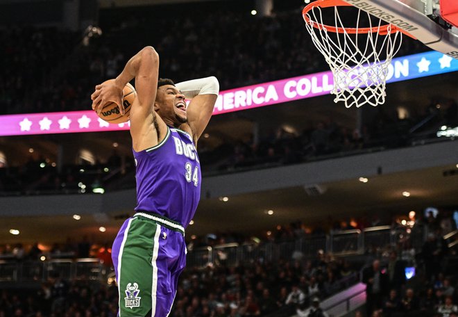 Giannis Antetokounmpo je eden najboljših igralcev v ligi NBA. FOTO: Benny Sieu/USA&nbsp;Today Sports
