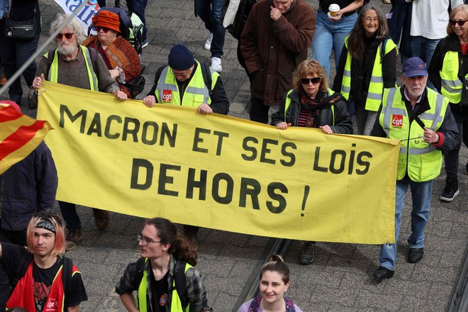 Francozi&nbsp;nočejo Macrona niti njegovih zakonov.&nbsp;FOTO:&nbsp;Pascal Guyot/AFP
