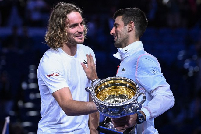 Novak Đoković in Stefanos Cicipas (levo) se v Monte Carlu ne moreta srečati pred finalom. FOTO: William West/AFP