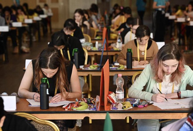 Tekmovalke v dveh dneh dobijo po tri naloge, ki jih vsakič rešujejo štiri ure in pol. FOTO: Gašper Gajšek, MAGični spomini/Evropska dekliška matematična olimpijada