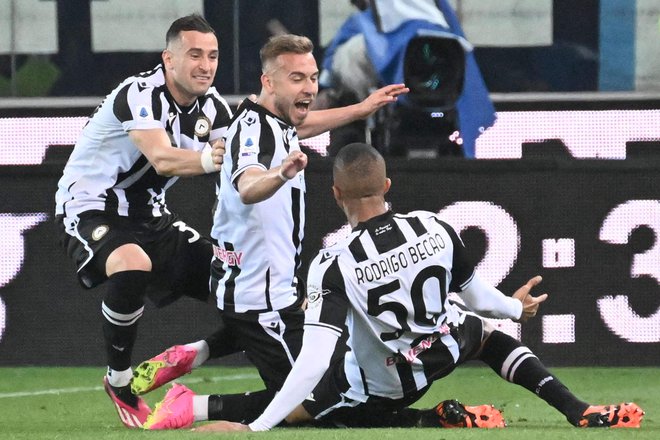 Sandi Lovrič je bil strelec za Udinese. FOTO: Tiziana Fabi/AFP