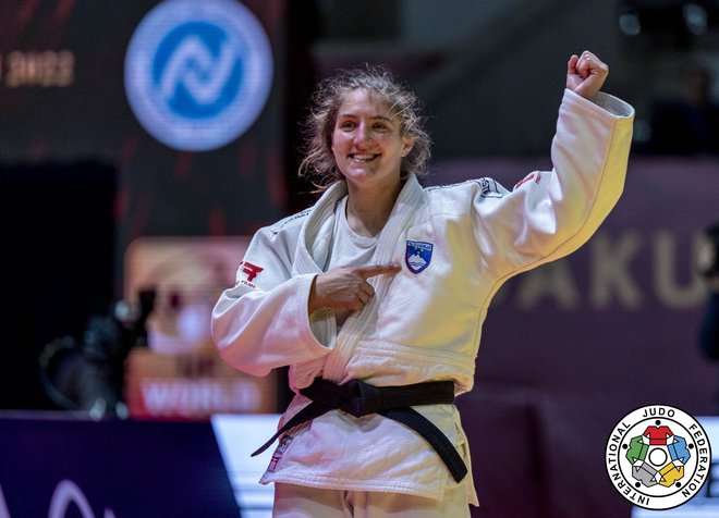 Andreja Leški se je po letu 2021 spet uvrstila v finale svetovnega prvenstva v judu. FOTO: Gabriela Sabau/IJF