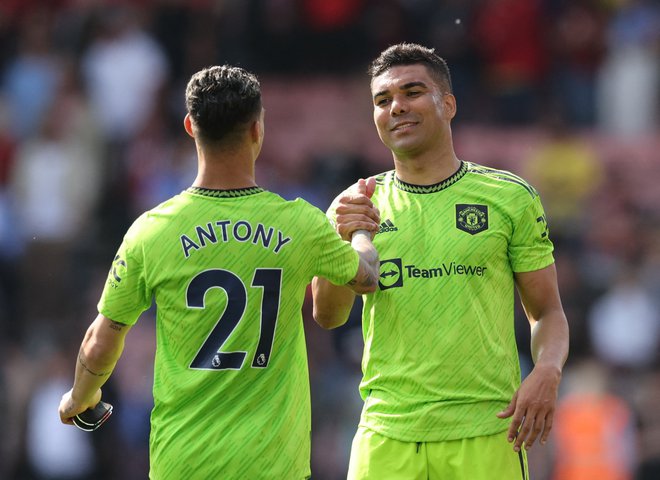 Brazilec Casemiro je prinesel zmago Manchester Unitedu. FOTO: David Klein/Reuters