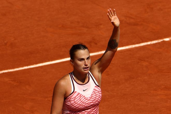 Arina Sabalenka se je veselila zmage proti Elini Svitolini. FOTO: Lisi Niesner/Reuters