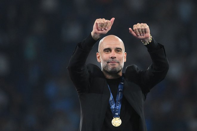 Pep Guardiola je z osvojitvijo lige prvakov dobil še češnjo na torti. FOTO: Franck Fife/AFP