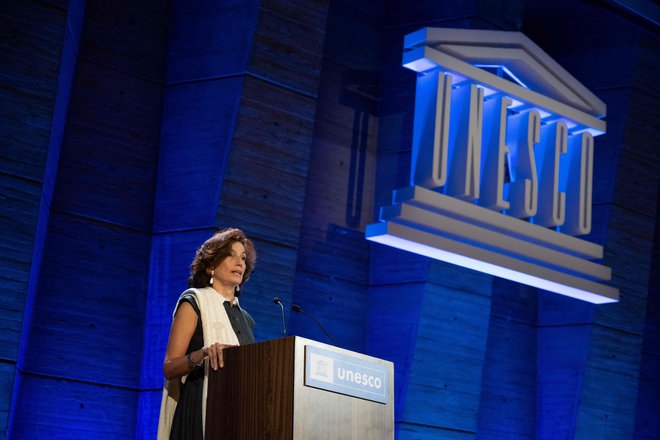 Generalna direktorica Unesca Audrey Azoulay je pozdravila vrnitev ZDA v agencijo OZN za izobraževanje, znanost in kulturo. FOTO: Alain Jocard/AFP