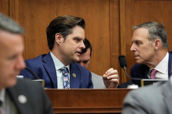 Floridski republikanec Matt Gaetz je ostro napadel voditelja ameriške zvezne policije. FOTO: Drew Angerer/Getty Images via AFP