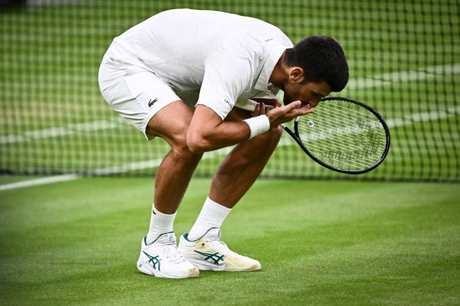 Novak Đoković ljubi wimbledonsko sveto travo. FOTO: Sebastien Bozon/AFP