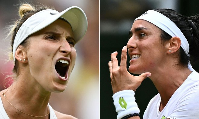 V ženskem finalu se bosta pomerili Čehinja Marketa Vondroušova in Tunizijka Ons Jabeur. FOTO: Sebastien Bozon/AFP