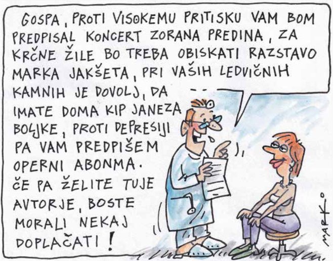 Kultura na recept. KARIKATURA: Marko Kočevar