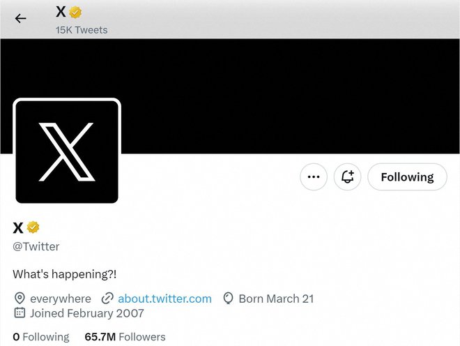 Musk, ki je Twitterjevo krovno družbo poimenoval X Corporation, je že pred časom napovedal, da je cilj njegovega prevzema Twitterja pospešitev ustvarjanja aplikacije X, ki naj bi bila »aplikacija vsega«. FOTO: Social Media Website/Reuters