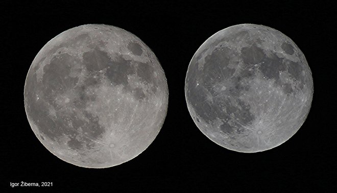 Superluna v primerjavi z mikroluno leta 2021 FOTO: Igor Žiberna