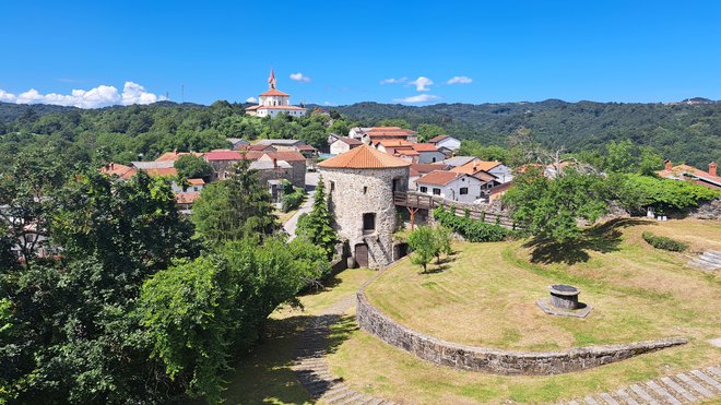 Pogled na vasico Prem z istoimenskega gradu FOTO: Mitja Felc