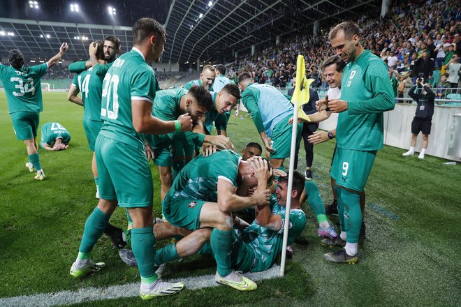 Svit Sešlar (na tleh) bo še zadnjič igral v Stožicah v zeleno-belem dresu, potem se bržčas seli v Turčijo. FOTO: Leon Vidic/Delo