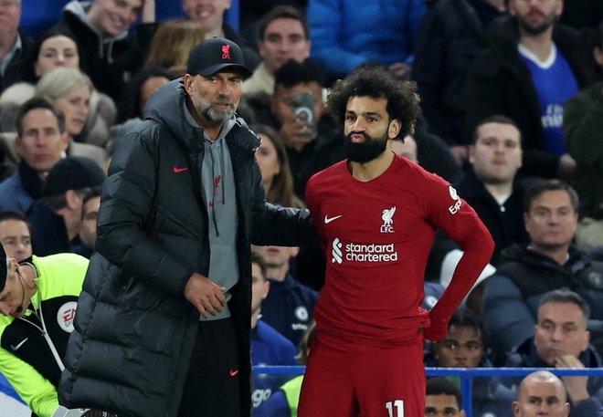 Jürgen Klopp se noče ločiti od Mohameda Salaha. FOTO: David Klein/Reuters