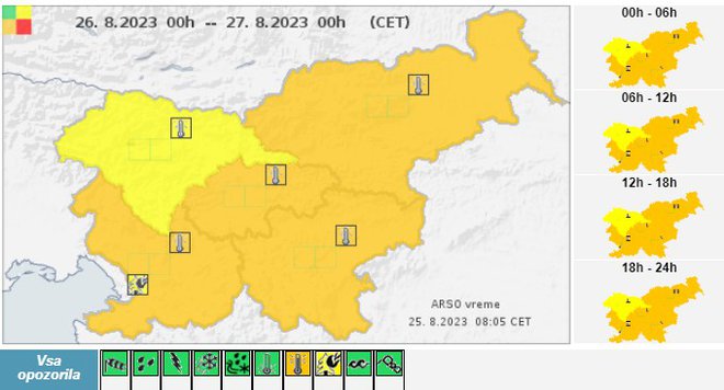 Oranžno opozorilo velja tudi za soboto in nedeljo. Foto Arso