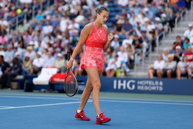 Belorusinja Arina Sabalenka upa, da bo z vrha lestvice WTA spodrinila Poljakinjo Igo Šwiatek. FOTO: Sarah Stier/AFP