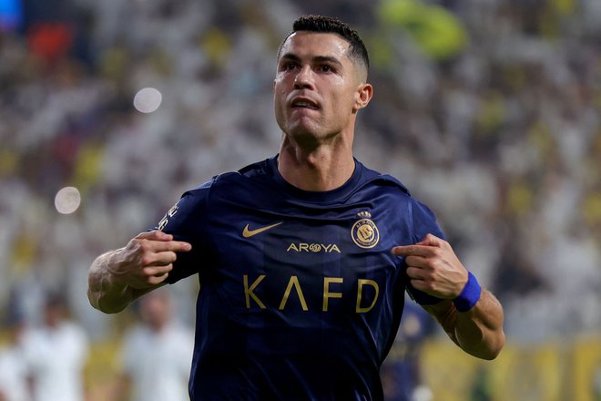 Cristiano Ronaldo tudi v Saudi Pro League dosega gole in je trenutno na vrhu lestvice strelcev s šestimi goli. FOTO: Fayez Nureldine/AFP