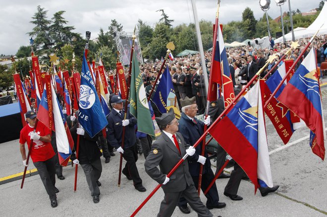 Proslava ob prazniku priključitve Primorske k matični domovini je danes v Opatjem selu. FOTO: Leon Vidic/Delo