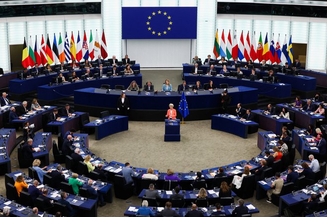 Evropski parlament med plenarnim zasedanjem v Strasbourgu. FOTO: Yves Herman/Reuters