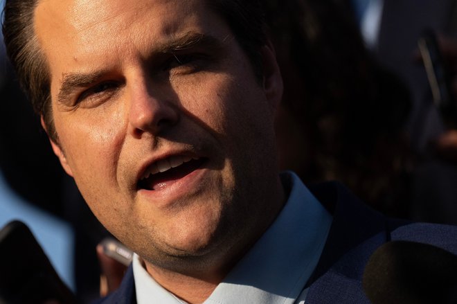 Floridski republikanec Matt Gaetz je dosegel nezaupnico proti predsedniku predstavniškega doma iz lastne stranke Kevinu McCarthyju. FOTO: Drew Angerer/Getty Images via AFP