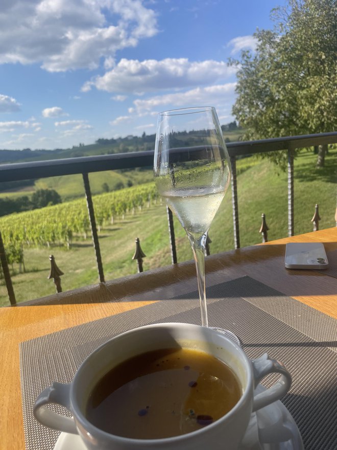 Tudi v Medžimurju vam bodo postregli z bučno juho. Fotografija posneta iz terase Terbotza. FOTO: Pija Kapitanovič