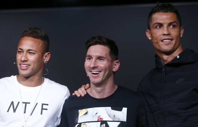 Selitev iz Evrope se je sveti nogometni trojici Cristianu Ronaldu (desno), Lionelu Messiju (v sredini) in Neymarju debelo izplačala. FOTO: Arnd Wiegmann/Reuters Reuters