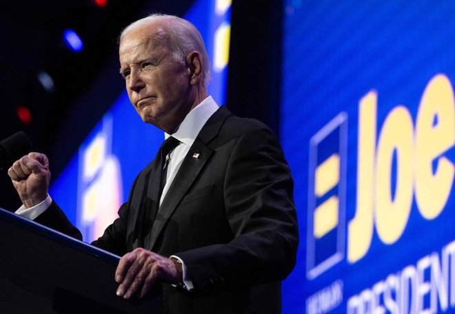 Ameriški predsednik Joe Biden na enem od zborovanj demokratske stranke oktobra letos. FOTO: Andrew Caballero-reynolds/Afp