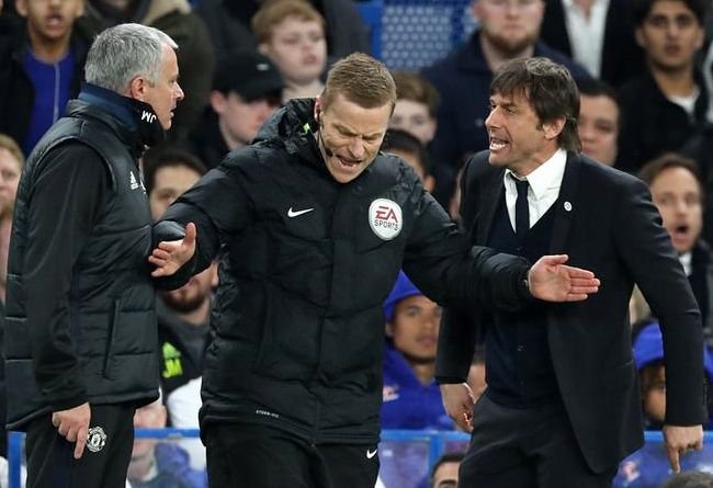 Jose Mourinho in Antonio Conte sta se večkrat sporekla ob igrišču. FOTO: AFP