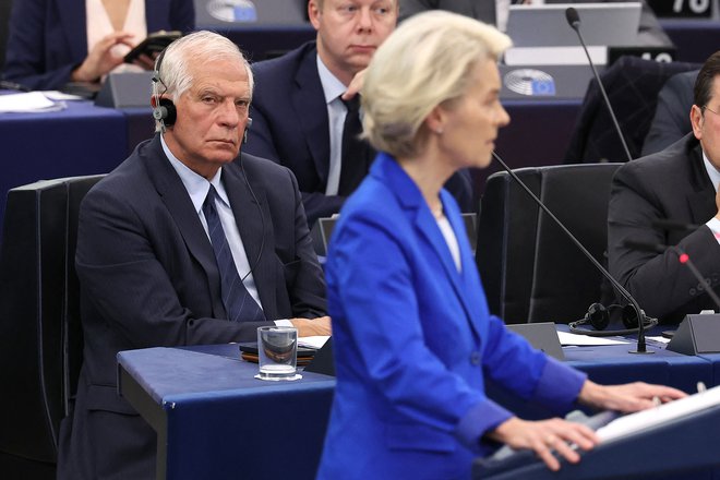 Zunanjepolitični predstavnik EU Josep Borrell in predsednica evropske komisije Ursula von der Leyen sta obsodila napad na bolnišnico v Gazi. FOTO: Frederick Florin/AFP