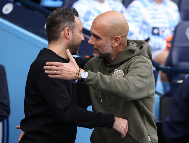 Pep Guardiola zelo ceni in spoštuje Roberta De Zerbija. FOTO: Phil Noble/Reuters