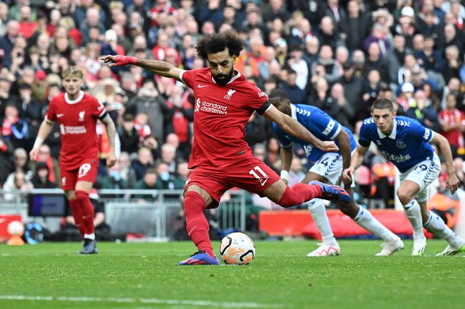 Mohamed Salah je izkoristil enajstmetrovko. FOTO:  Paul Ellis/AFP