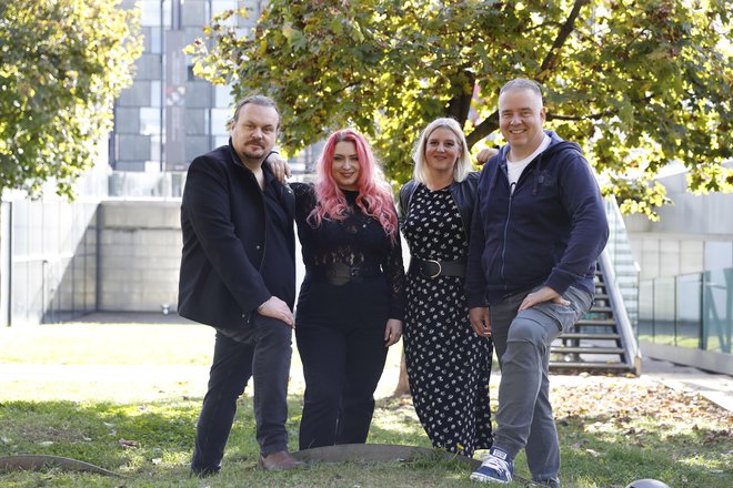 Tomaž Cör, Nastja Vodenik, Ana Marcun in Boštjan Usenik so spregovorili o novem albumu in koncertih. Foto Leon Vidic