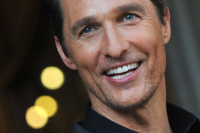 Matthew McConaughey na promociji drame Klub zdravja Dallas v Rimu, ko še ni vedel, da bo za vlogo umirajočega kavboja dobil svojega prvega oskarja. FOTO: Tiziana Fabi/AFP