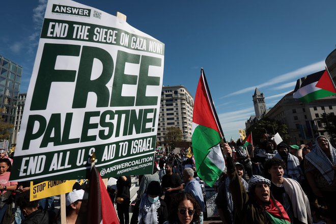Demonstracije za Palestino v Washingtonu. FOTO: Win Mcnamee Getty Images/AFP
